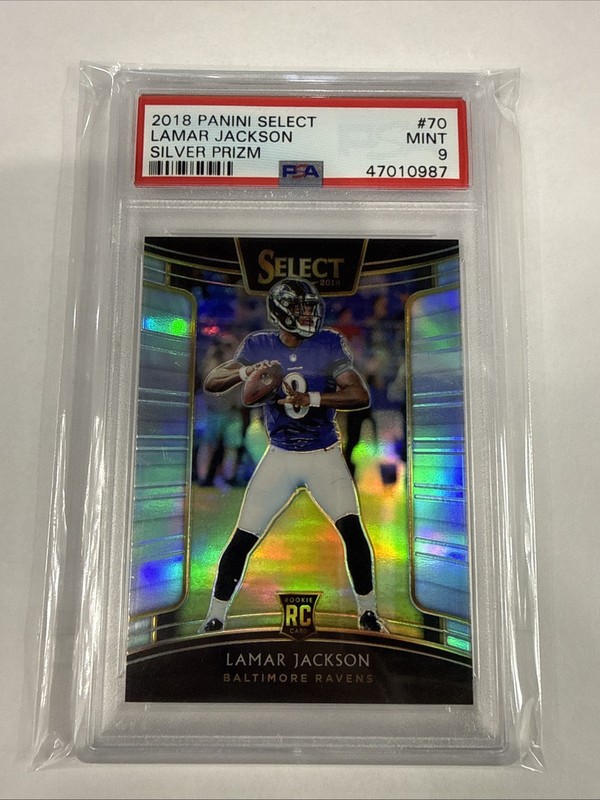 2018 SELECT #70 LAMAR JACKSON SILVER ROOKIE PSA 9! RAVENS