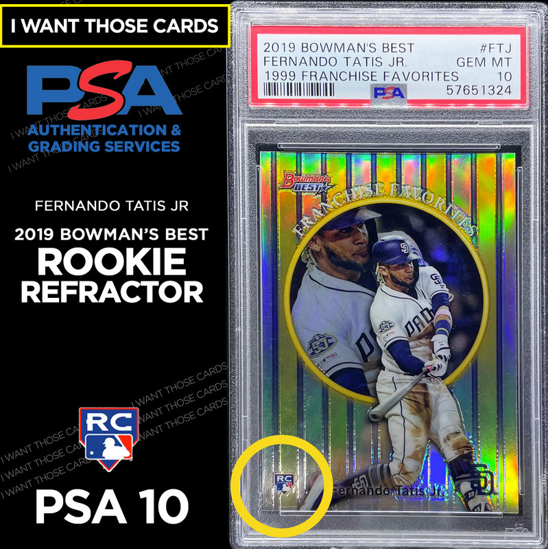 Fernando Tatis Jr. ROOKIE Refractor 💎 2019 Bowman's Best RC PSA 10 view 2