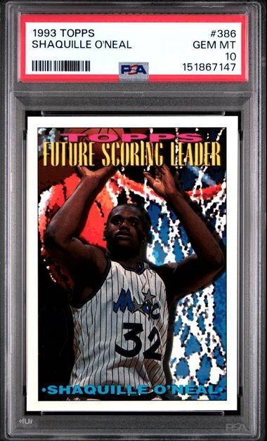 1993 Topps #386 SHAQUILLE O'NEAL PSA 10 Gem Mint Orlando Magic Basketball