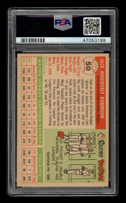 1955 Topps Set-Break # 50 Jackie Robinson PSA 5 EX view 2