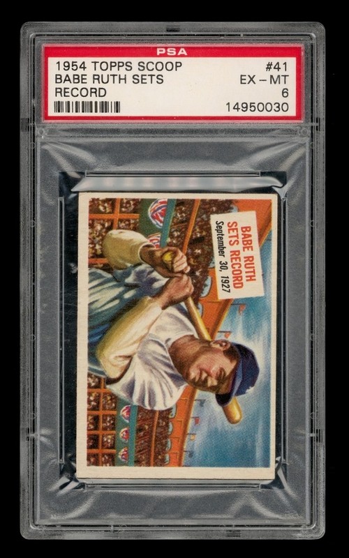 1954 Topps Scoop Set-Break # 41 Babe Ruth Sets Record PSA 6 EX-MT