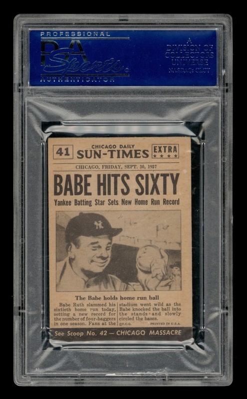 1954 Topps Scoop Set-Break # 41 Babe Ruth Sets Record PSA 6 EX-MT view 2