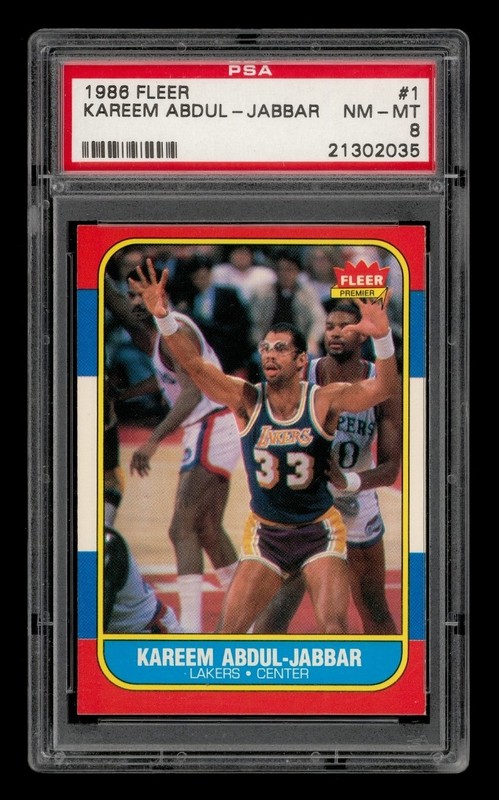 1986-87 Fleer Set-Break # 1 Kareem Abdul-Jabbar PSA 8 NM-MT