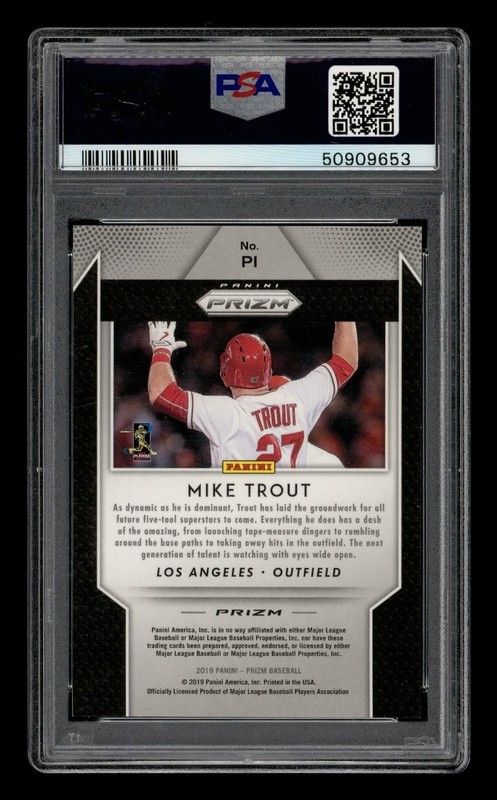 2019 Panini Prizm Profiles: #P1 Mike Trout PSA 10 GEM MINT view 2