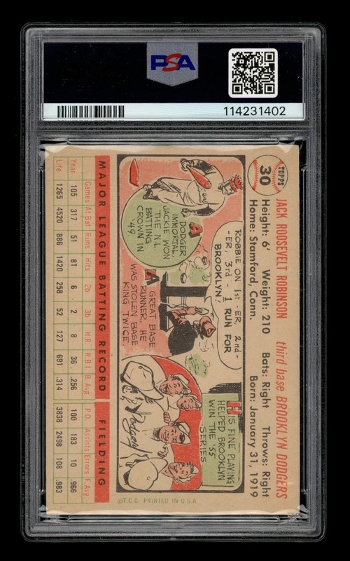 1956 Topps Set-Break # 30 Jackie Robinson White Back PSA 2 GOOD view 2