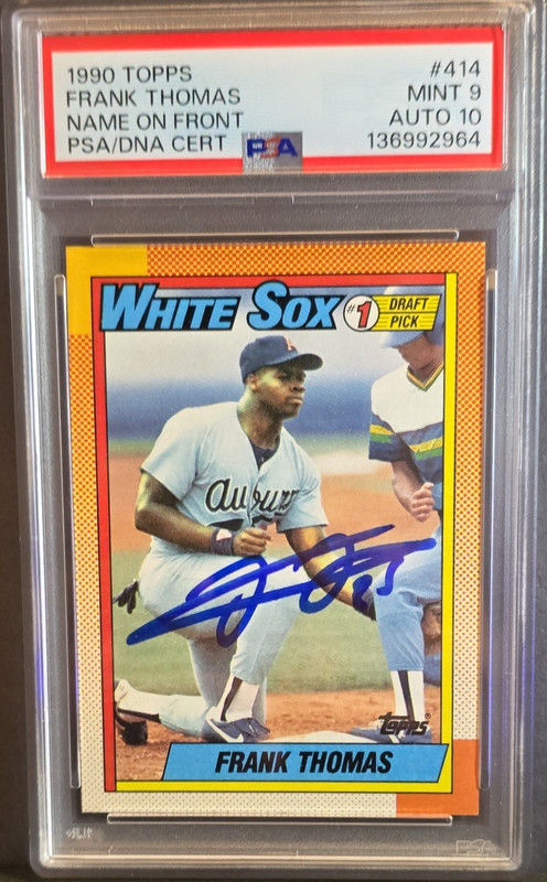 1990 Topps Frank Thomas Rookie RC #414 Signed AUTO PSA 9 MINT / AUTO 10 HOF