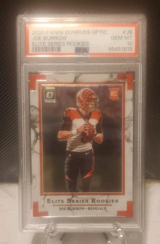 2020 Panini Donruss Optic Elite Series Rookies Joe Burrow PSA 10 view 2