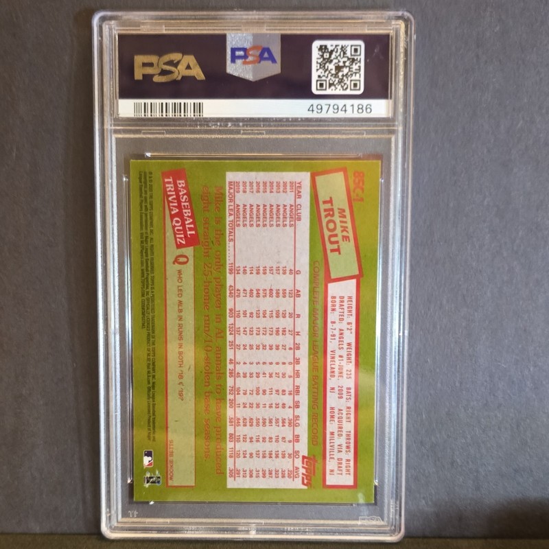 Topps 2020 Silver Pack 1985 Chrome Mike Trout #85C-1 PSA 10 - Angels view 2