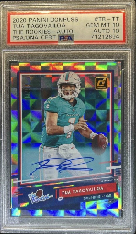 Tua Tagovailoa 2020 Panini Donruss  THE ROOKIES AUTO /99 PSA 10 AUTO 10  POP 1 
