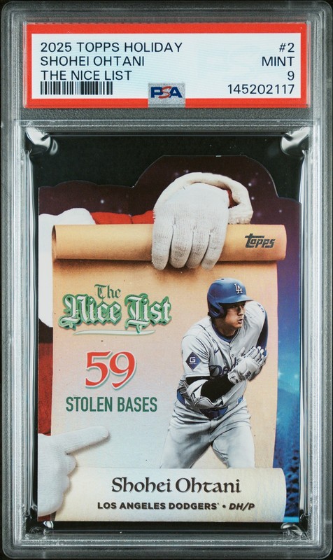 2025 Topps Holiday The Nice List Shohei Ohtani #2 Die Cut PSA 9 LA Dodgers