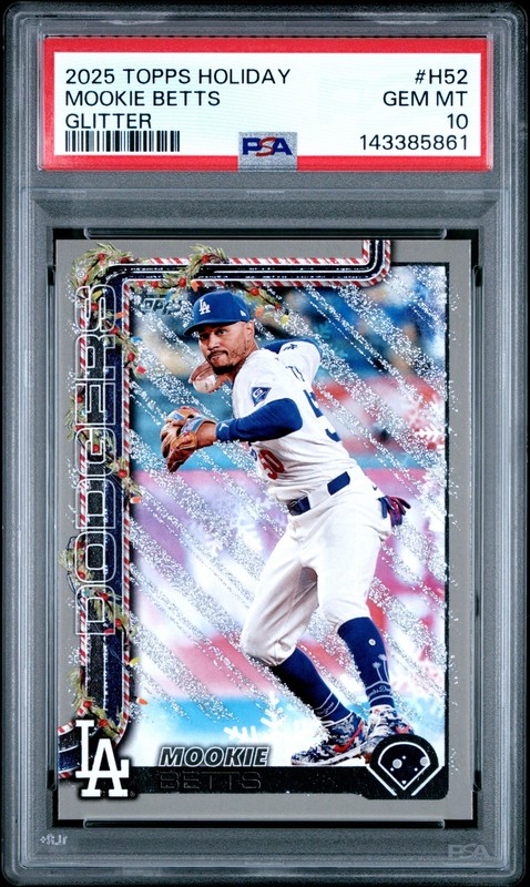 2025 Topps Holiday Mookie Betts #H52 Silver Glitter PSA 10 LA Dodgers