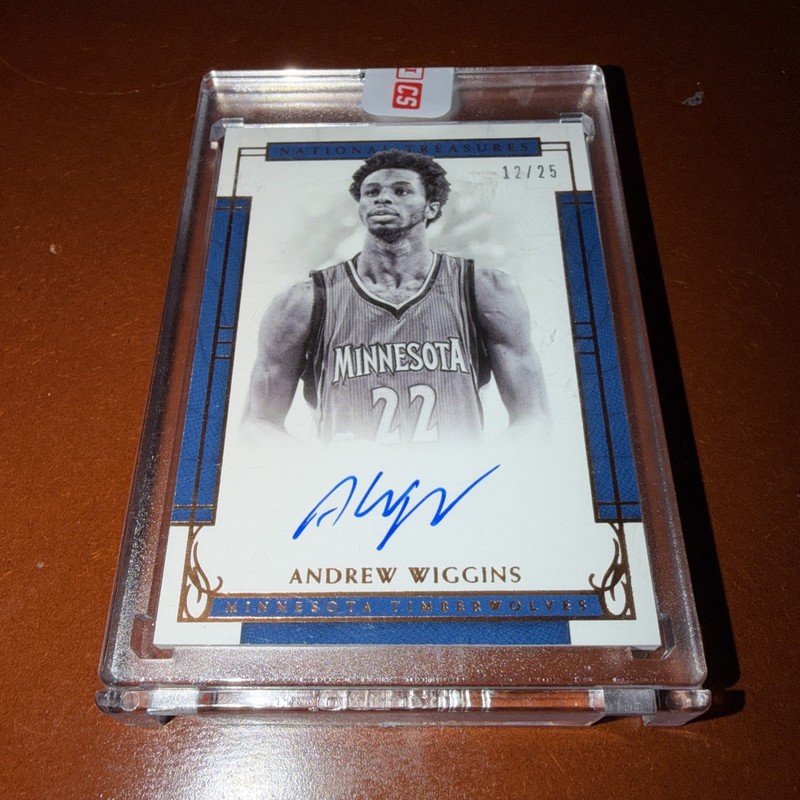 Andrew Wiggins 2016-17 National Treasures Signatures /25 Rare Auto Wolves SEALED view 2