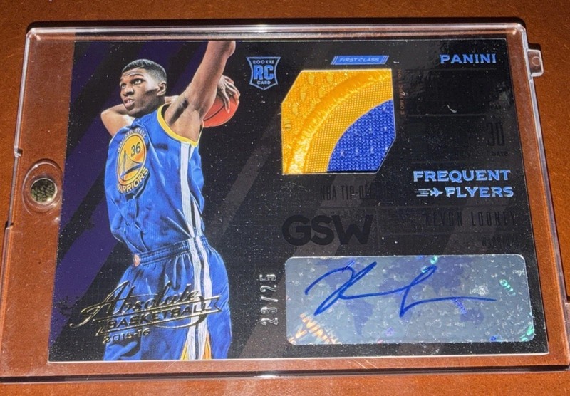 2015 Absolute Basketball Kevon Looney Rookie Patch Auto Silver Logo /25 FJA-KL
