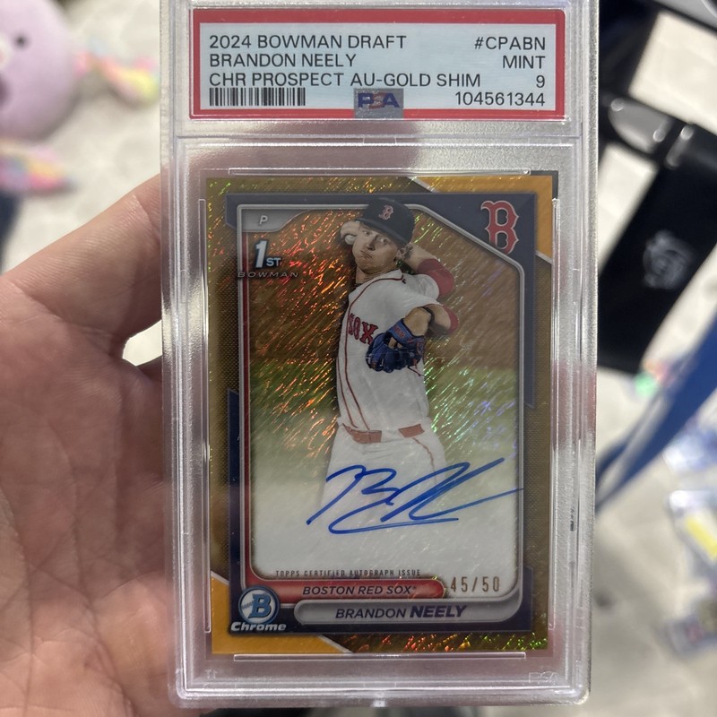 2024 Bowman Chrome Draft Brandon Neely Gold Wave Refractor Auto 45/50 PSA 9 Sox
