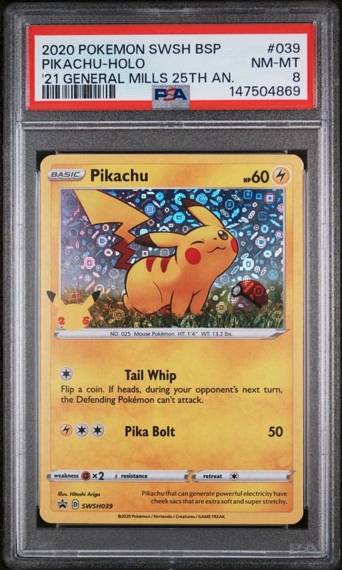2020 Pokemon Swsh Black Star Promo #039 Pikachu-Holo PSA8