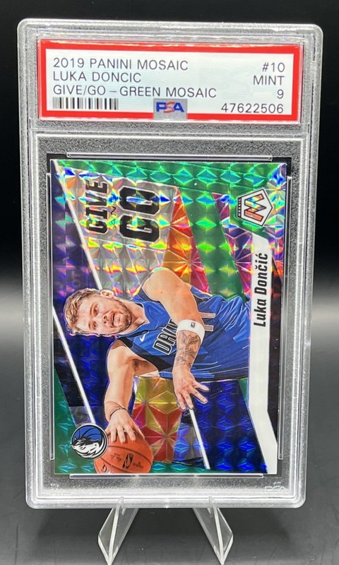 Luka Doncic Give and Go Green Mosaic Prizm 2019-20 PSA 9