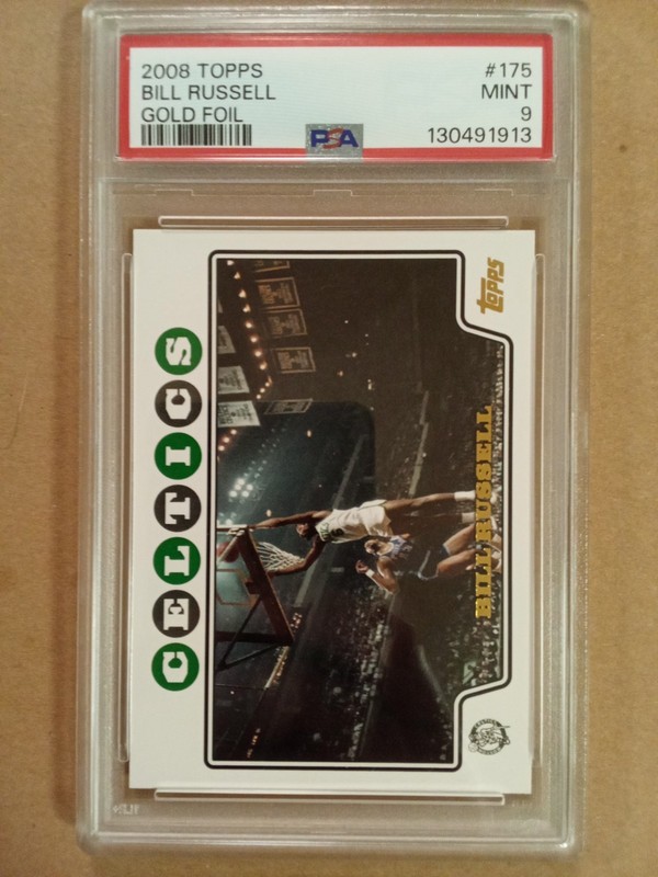 Bill Russell RARE Topps 2008 #175 GOLD Foil Graded Card POP 2 MINT PSA 9 