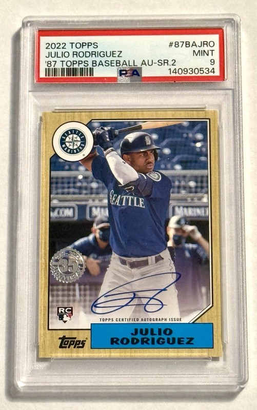 2022 Topps Julio Rodriguez 1987 Rookie Auto PSA 9 Mint Seattle Mariners #87BAJRO
