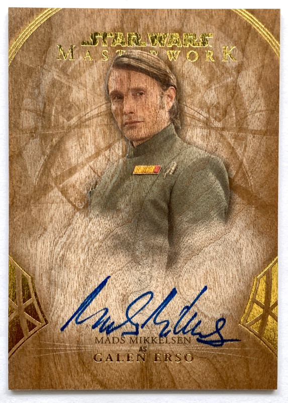 2018 Topps Star Wars Masterwork Galen Erso as Mads Mikkelsen Wood Auto 06/10 