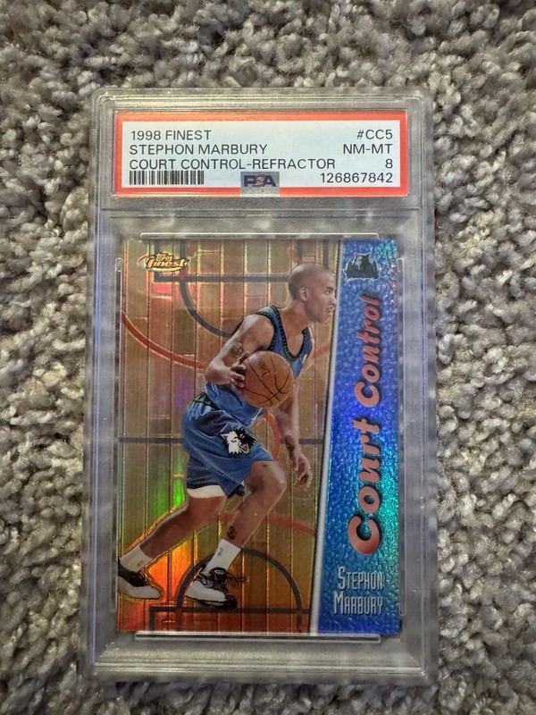 1998-99 Topps Finest - Court Control Stephon Marbury Refractor /150 PSA 8