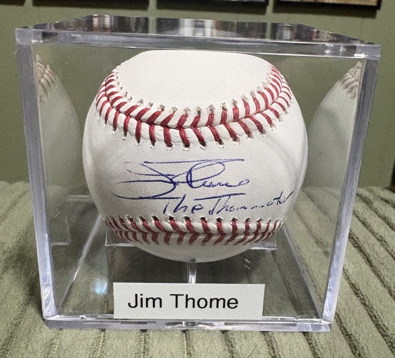 JIM THOME Autographed OMLB Baseball w/The Thominator Inscription PSA COA view 2