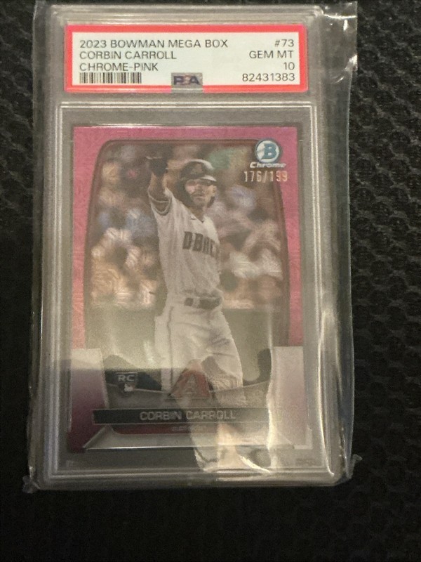 2023 Bowman - Corbin Carroll #73 Chrome Pink Mojo Refractor /199 (RC) Psa 10