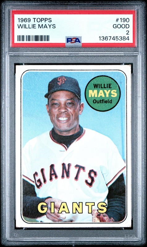 1969 Topps Willie Mays Base #190 PSA 2
