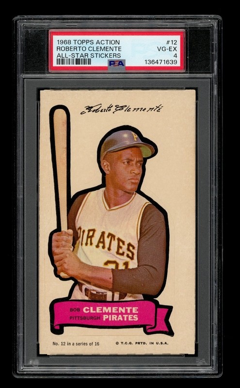 1968 Topps Action All-Star Stickers Set-Break # 12 Roberto Clemente PSA 4 VG-EX