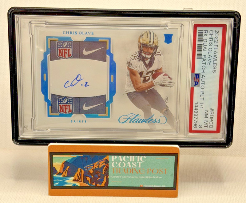 2022 Flawless- CHRIS OLAVE #RDP-CO- Platinum Rookie Dual Patch Auto- 1/1 - PSA 8