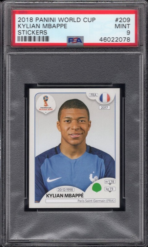2018 Panini World Cup -- stickers -- Kylian Mbappe #209 -- PSA 9 MINT