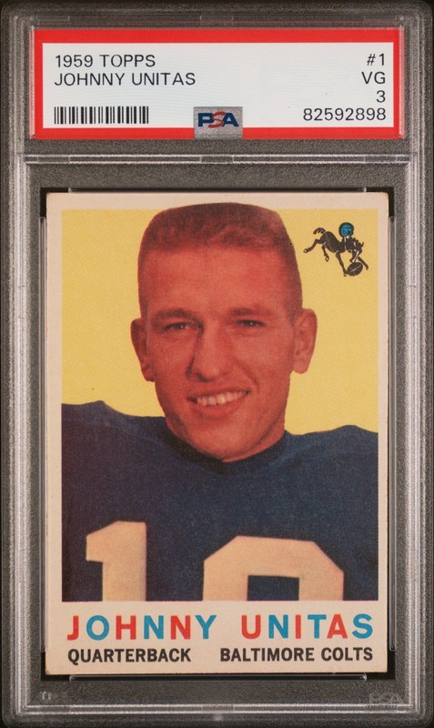 1959 Topps #1 Johnny Unitas John Unitas PSA 1 Graded Football Card NFL Colts