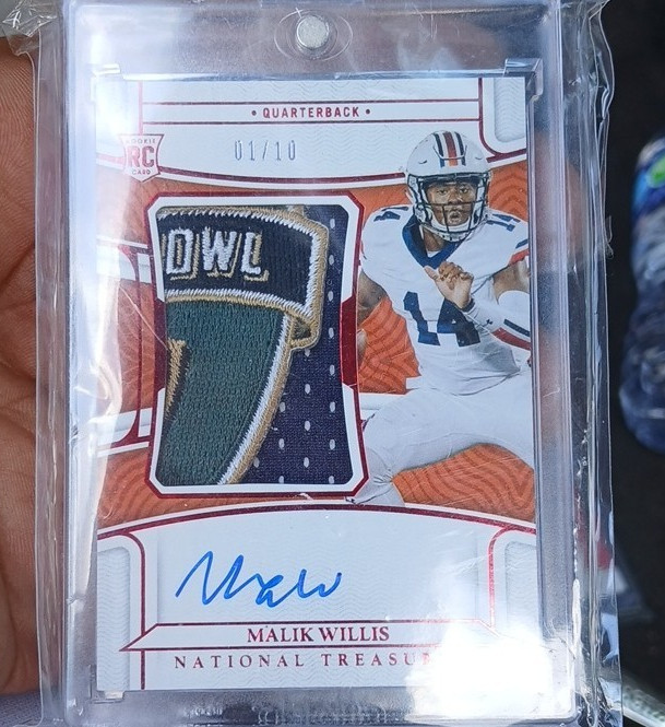 Panini 2022 National Treasures Malik Willis Rookie Patch Auto #46 Auburn /10