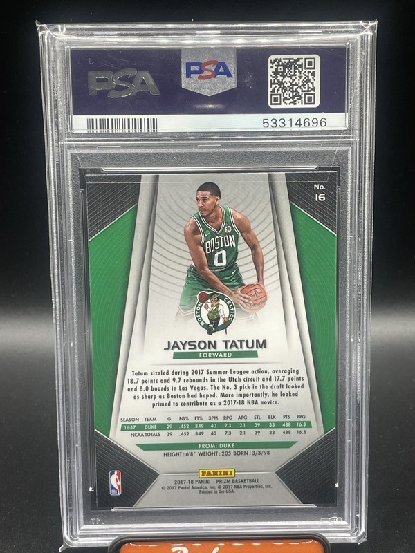 2017-2018 Panini Prizm JAYSON TATUM RC Rookie #16  - PSA 9 - CELTICS view 2