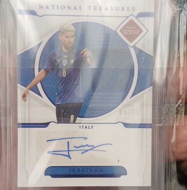 Panini 2022 National Treasures FIFA Road to World Cup Jorginho MS-J Auto/Mem /25