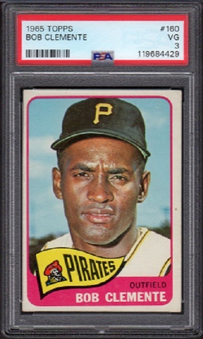 1965 Bob (Roberto) Clemente Topps Baseball Card #160 Graded PSA 3 Very Good (VG)