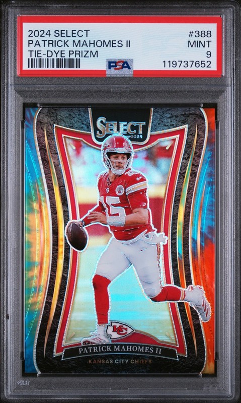 PATRICK MAHOMES II 2024 Panini Select Tie-Dye Prizm /25 #388 PSA 9 Chiefs