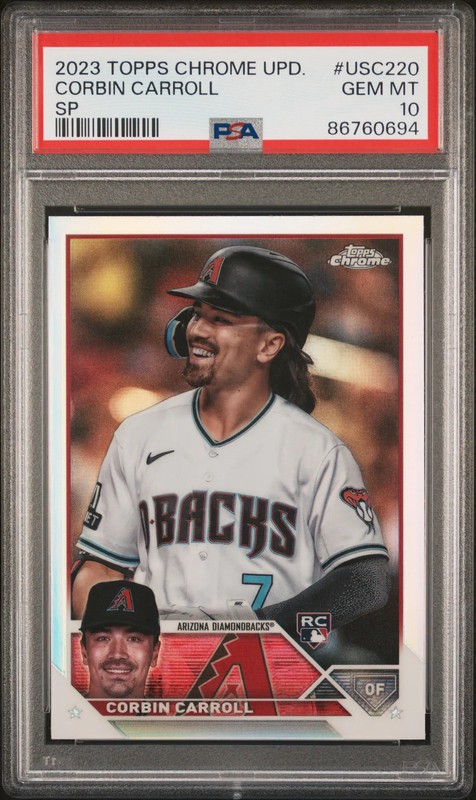CORBIN CARROLL 2023 Topps Chrome Update Rookie Image Variation SP #USC220 PSA 10