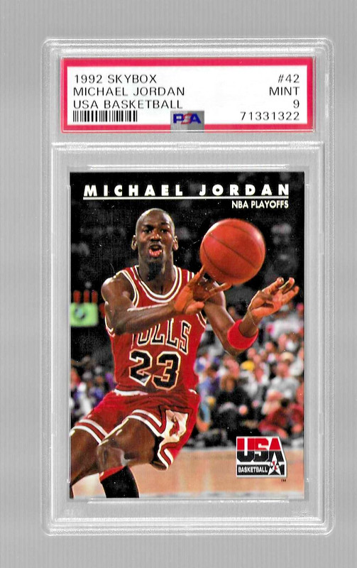 1992 SKYBOX USA BASKETBALL CARD #42 HOF MICHAEL JORDAN PSA 9 MINT CHICAGO BULLS