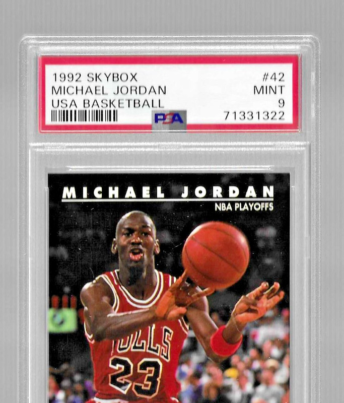 1992 SKYBOX USA BASKETBALL CARD #42 HOF MICHAEL JORDAN PSA 9 MINT CHICAGO BULLS view 2