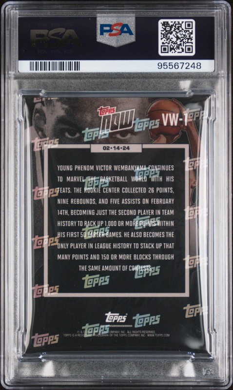 2023-24 Topps Now Victor Wembanyama RC Rookie #VW-1 Spurs PSA 10 GEM MINT view 2