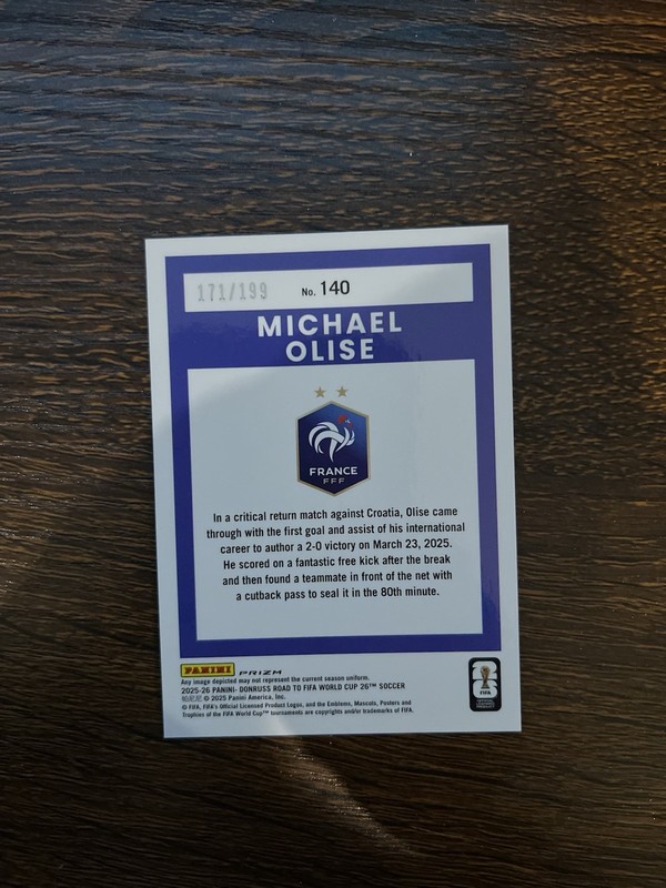 2025-26 Donruss Road To FIFA World Cup France Michael Olise Optic Orange /199 view 2