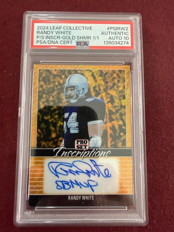 Randy White 2024 Leaf Collective Inscriptions Gold Shimmer 1/1 PSA 10 Auto Grade