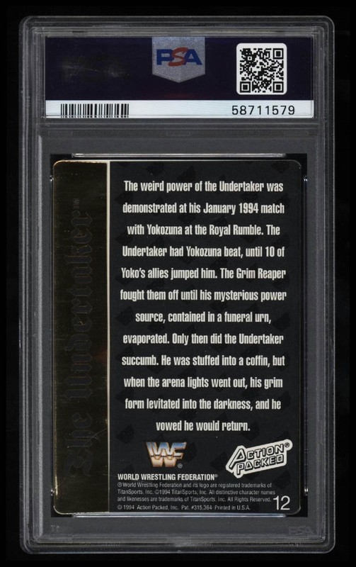 1994 Action Packed WWF The Undertaker PSA 8 NM-MT #12 Wrestling Card view 2