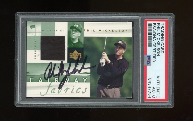 2002 Upper Deck Golf Phil Mickelson Rookie Fairway Fabrics Auto RC PSA/DNA