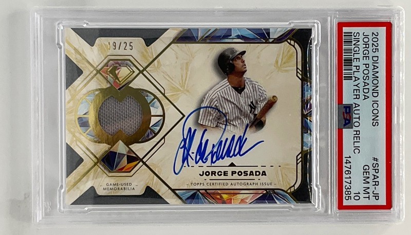 2025 Topps Diamond Icons Jorge Posada Auto Relic /25 Yankees PSA 10