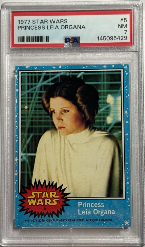 1977 Topps Star Wars Princess Leia Organa #5 PSA 7 Hot Rookie, 1st Card!