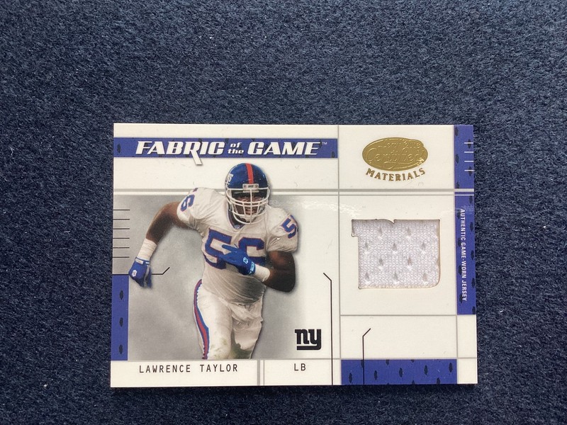 2003 Leaf Certified Lawrence Taylor Donruss Game Used Jersey Fabric of Game NY