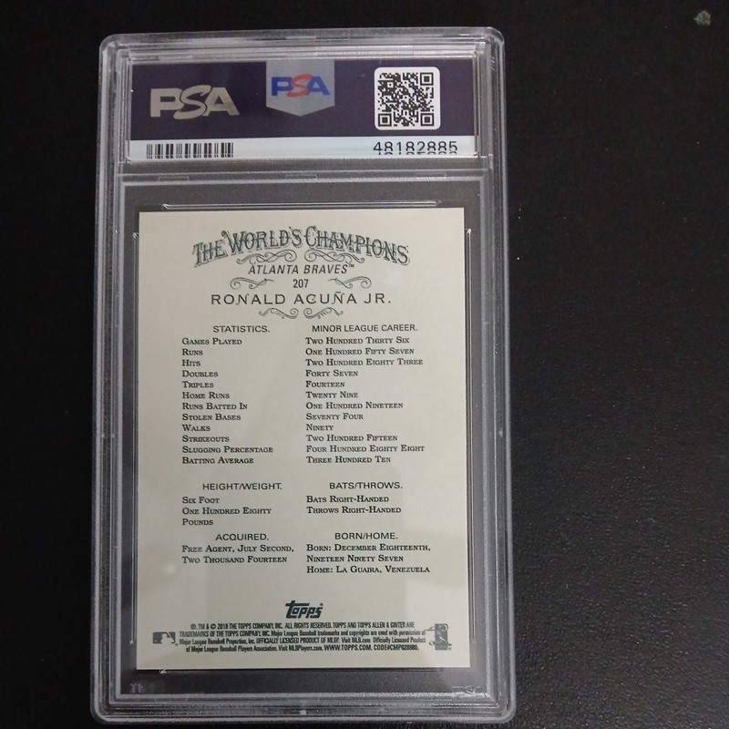2018 Topps A&G Ronald Acuna Jr. Rookie Card PSA 10 view 2