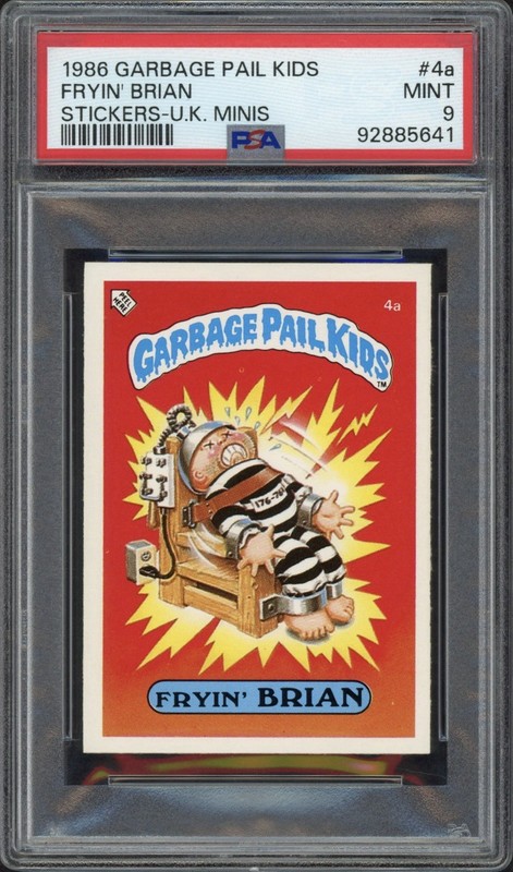 1986 Garbage Pail Kids Fryin' Brian Stickers U.K. Minis #4a PSA 9 Mint 
