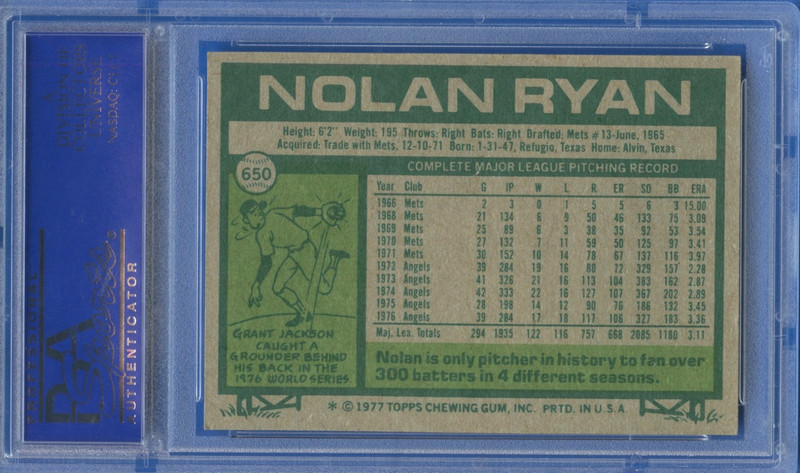 1977 Topps High #650 Nolan Ryan Angels HOF PSA 6 EX- MINT Well Centered view 2